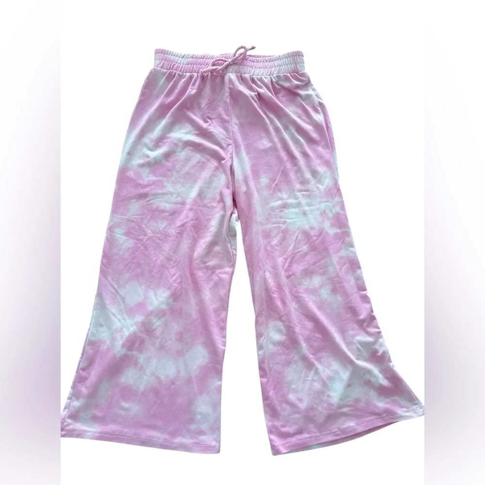 Self Esteem Kids Pajama Bottoms in Pink and White Tie-Dye